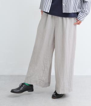 リネン　キュロットパンツ(ライトグレー-F)