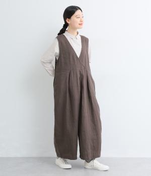 厚リネン2wayサロペット(モカブラウン-F)