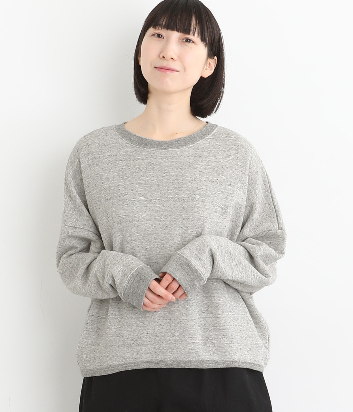 ふわふわ裏毛長袖コクーンプルオーバー(グレー-ONESIZE)