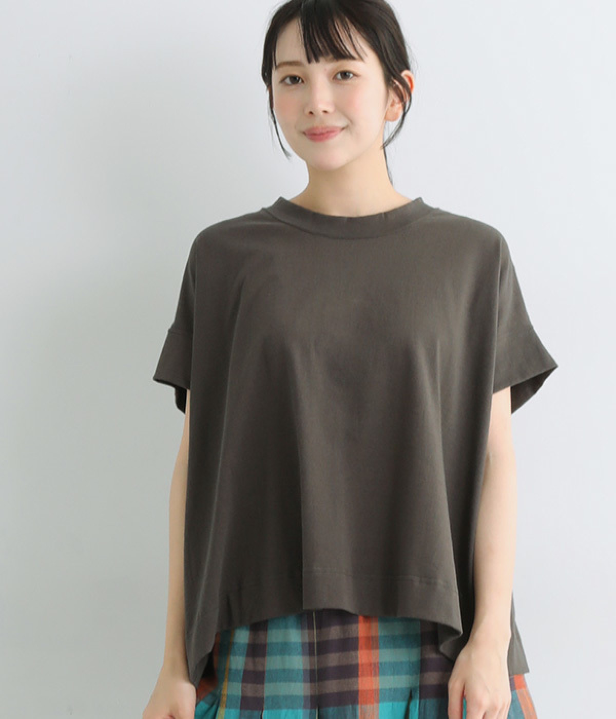 天竺　ワイドボックスTシャツ(スミ-ONESIZE)