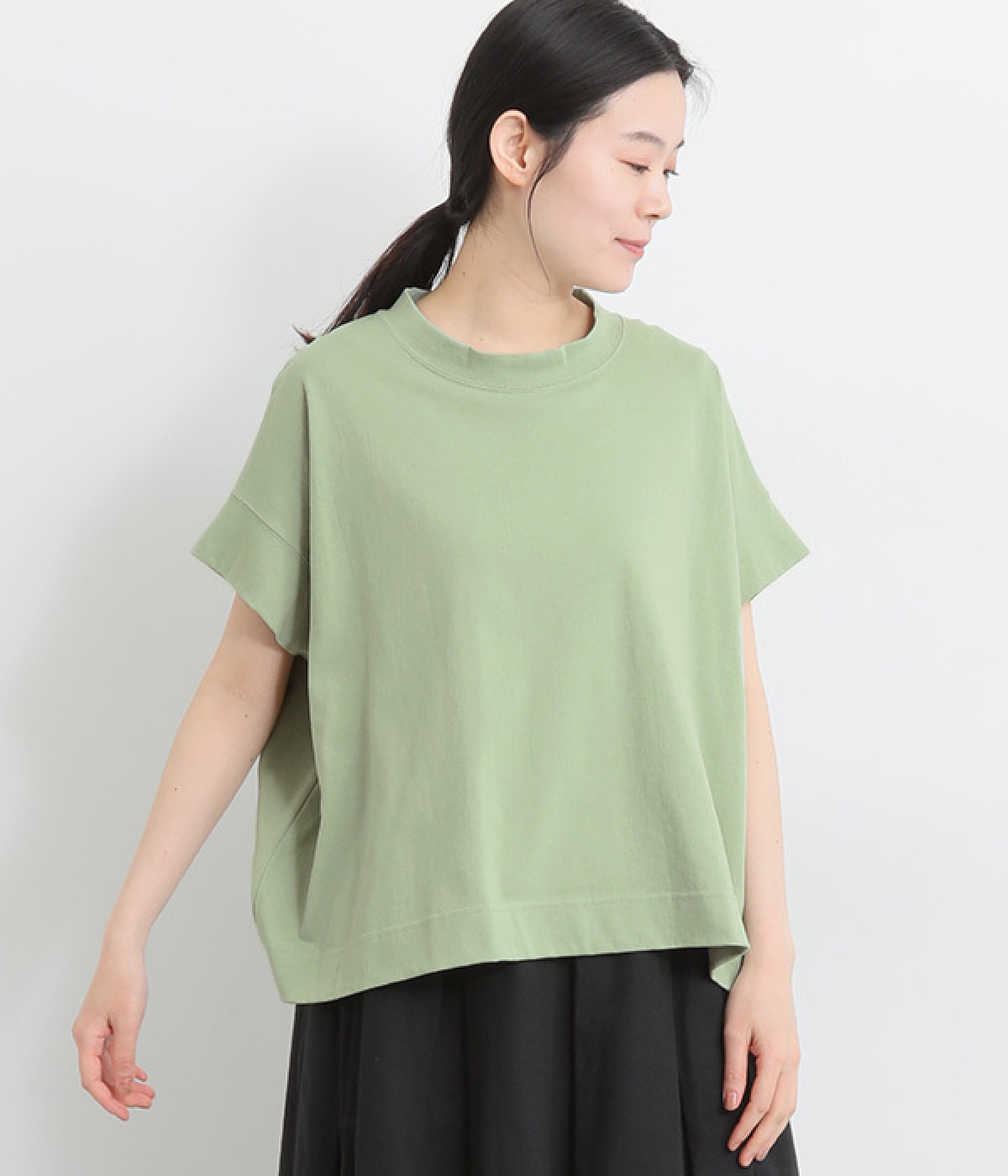天竺　ワイドボックスTシャツ(スモーキーミント-ONESIZE)