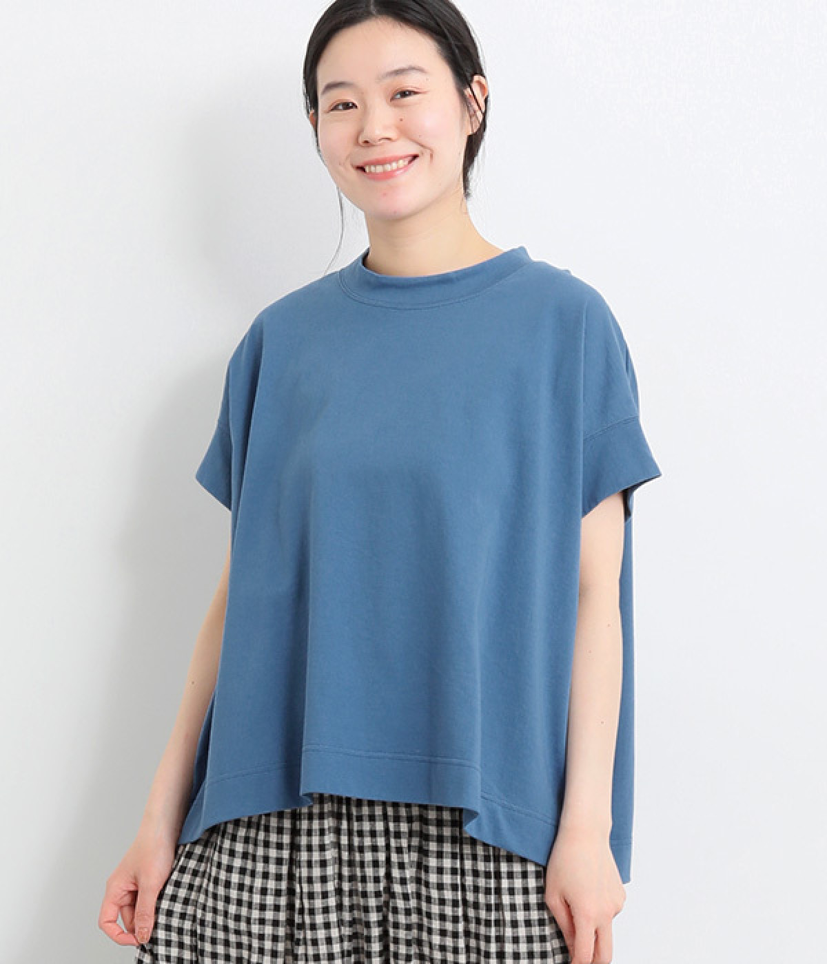天竺　ワイドボックスTシャツ(ライトインディゴ-ONESIZE)