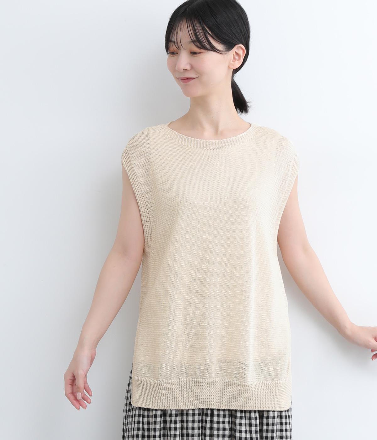 ギマコットン脇スリットベスト(アイボリー-ONESIZE)