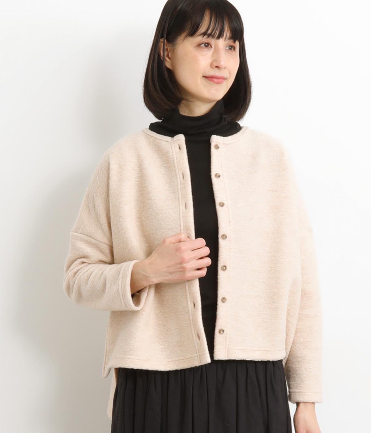 クルーネックスクエアカーディガン(ベージュ-F)