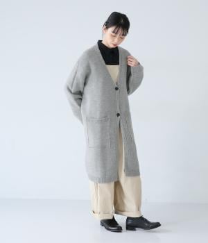 強縮ニットコート(グレー-F)