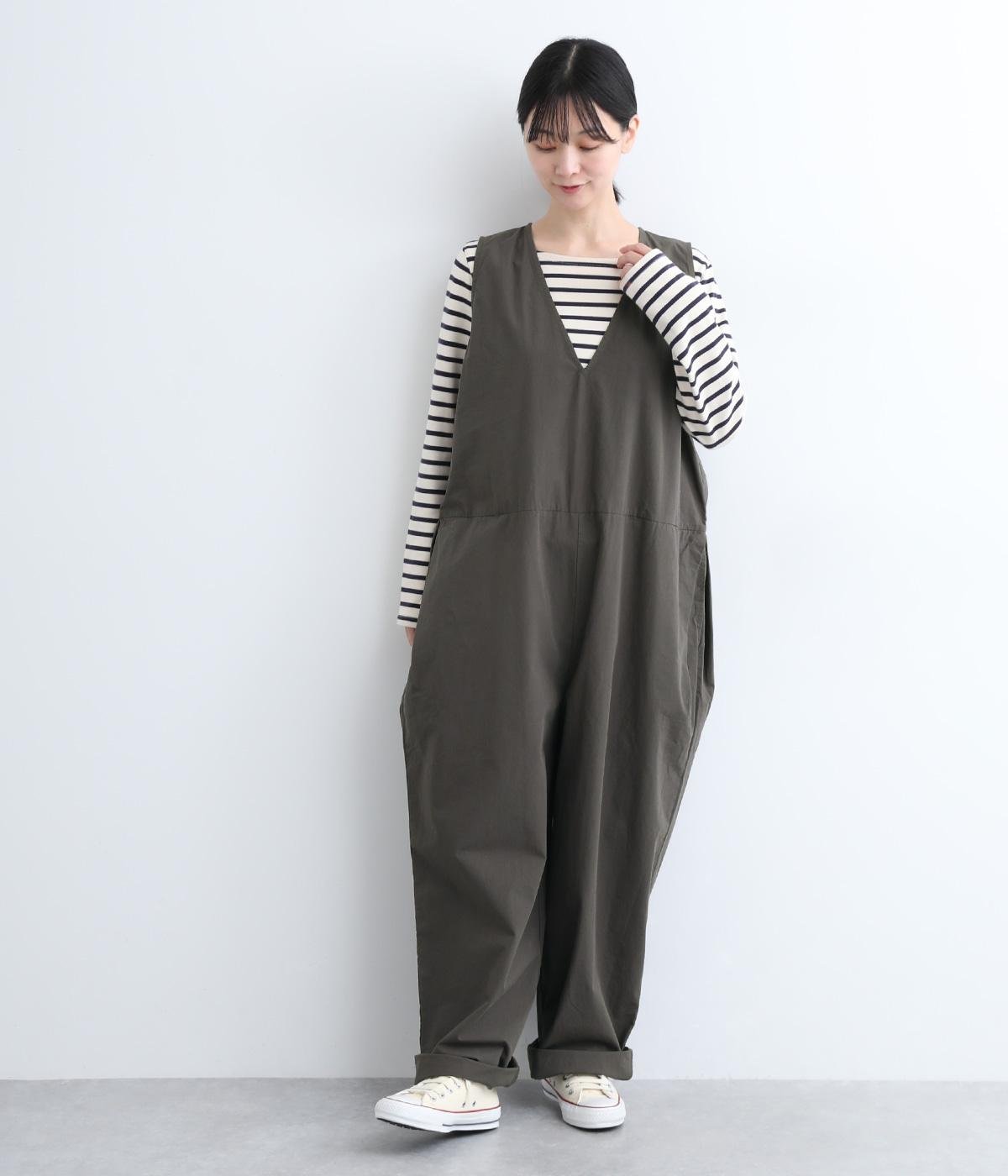 ハイカウントクロスグランジウォッシュコクーンタックオールインワン(スミ-ONESIZE)