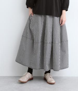 ハイカウントクロスグランジウォッシュコクーンフレアスカート(ギンガム-ONESIZE)