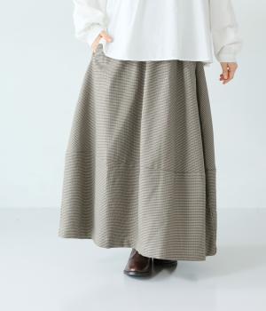 千鳥格子ツイル　ギャザーコクーンスカート