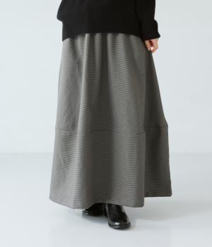 千鳥格子ツイル　ギャザーコクーンスカート(グレー-F)