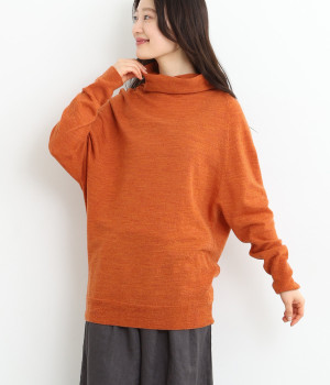 ハイゲージニット弱縮タートルプルオーバー(オレンジ-ONESIZE)