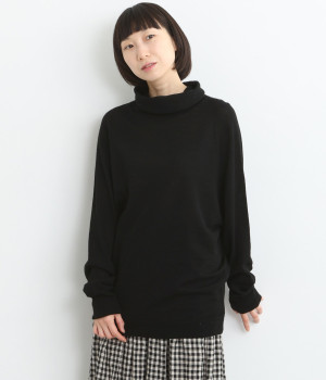 ハイゲージニット弱縮タートルプルオーバー(ブラック-ONESIZE)