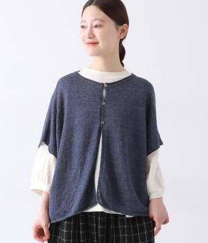 ノルマンディーリネンニットフレンチ2wayドロップショルダーベスト(インディゴ-ONESIZE)