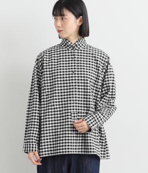 オックスヴィンテージウォッシュラウンド切替シャツ