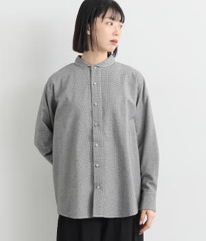 オックスヴィンテージウォッシュラウンドカラーステッチブラウス