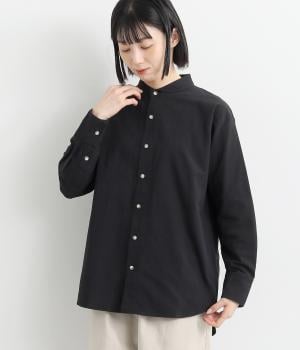 オックスヴィンテージウォッシュラウンドカラーステッチブラウス(スミ-F)