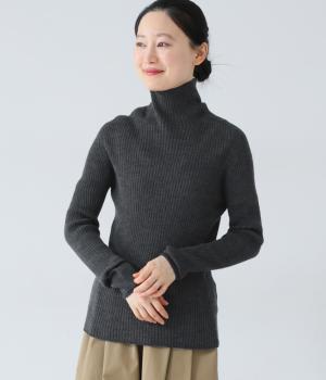 ハイゲージニット軽縮ウールタートルテレコ