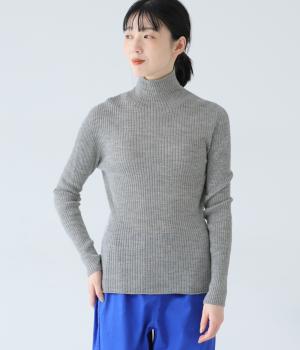 ハイゲージニット軽縮ウールタートルテレコ(グレー-F)