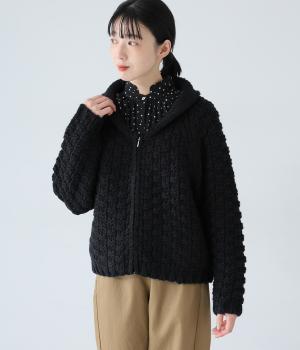 ロービングニットカーディガン(ブラック-F)