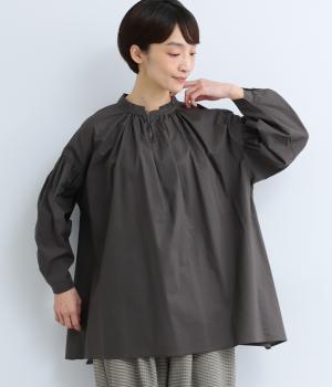リーニエントタイプライター　袖ギャザーブラウス(ブラウンスミ-F)