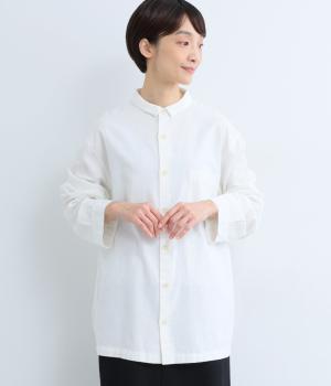 コットン変形織り　オーバーシャツ(オフホワイト-F)