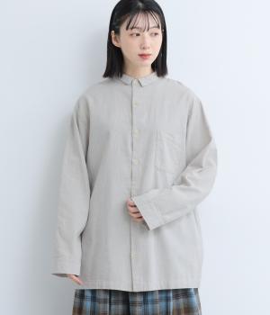 コットン変形織り　オーバーシャツ(グレーシャンブレー-F)