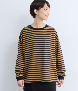 天竺シルケットボーダー　ワイドシルエットTシャツ