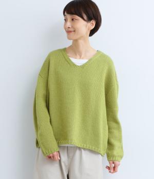 ウールロービングVネックプルオーバー(ウグイス-F)