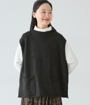 リネンウールポケット付きベスト