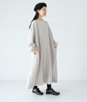 コットン変形織り　Aラインワンピース(グレーシャンブレー-F)
