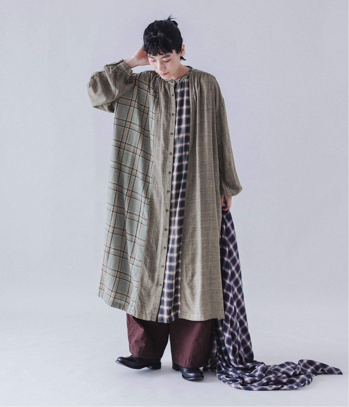 レーヨンウールガーゼヨークワンピース(チェックミックス-F)