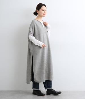 強縮ニットドロップベストワンピース