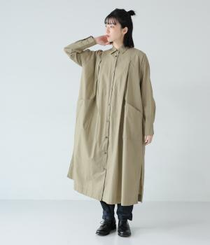 リーニエントタイプライター　ラウンドポケットワンピース(ライトカーキ-F)