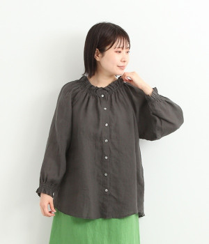 ラミーリネンフリルギャザーブラウス
