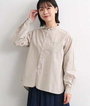 ブロードちび丸襟長袖ブラウス(グレージュ-ONESIZE)