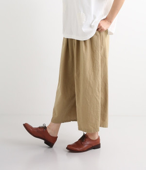 コットンリネンワイドパンツ(ベージュ-ONESIZE)