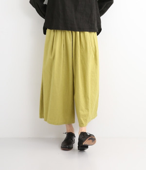 コットンリネンワイドパンツ(マスタード-ONESIZE)