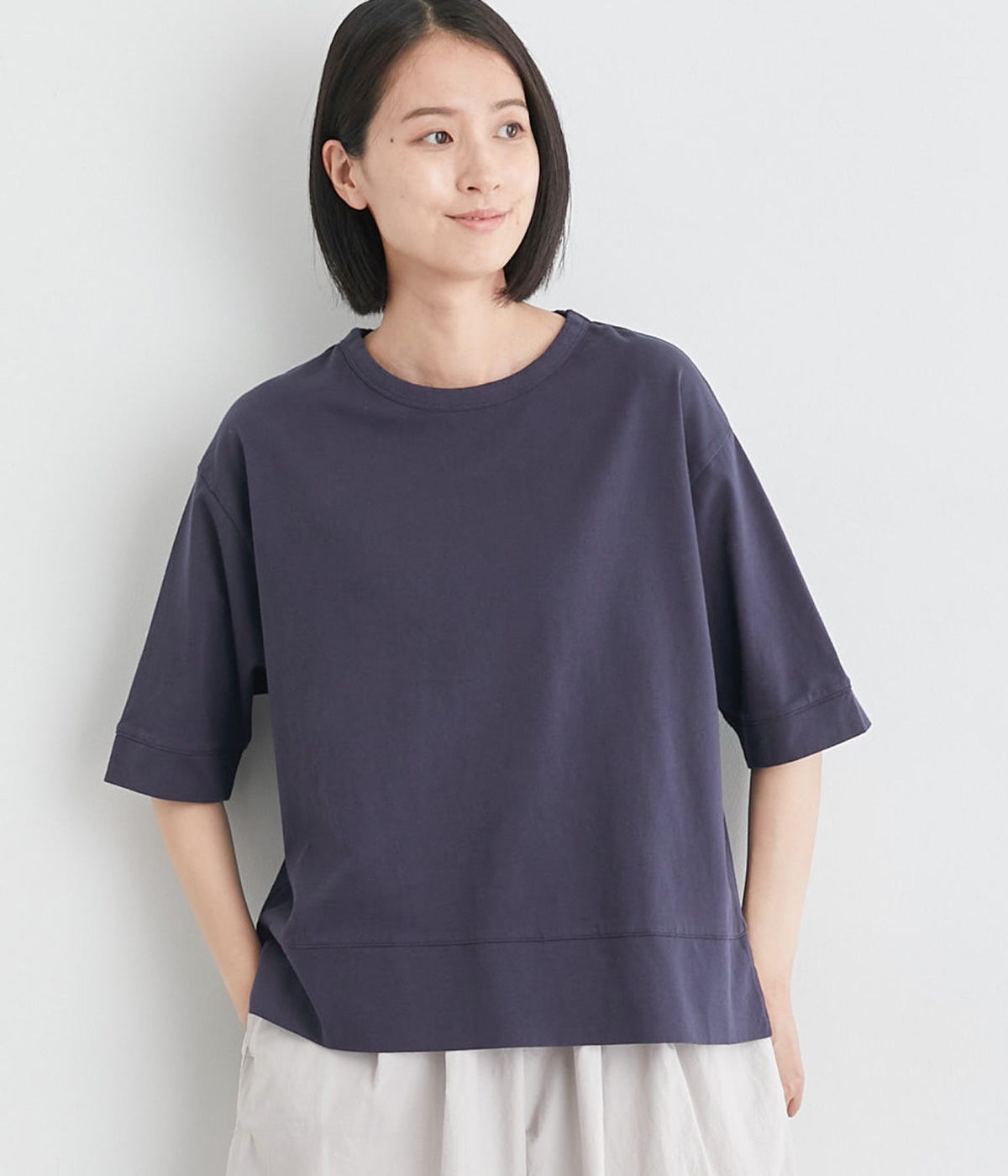 コットン天竺ワイドクルー半袖Tシャツ