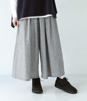 コットンリネン先染めガウチョパンツ
