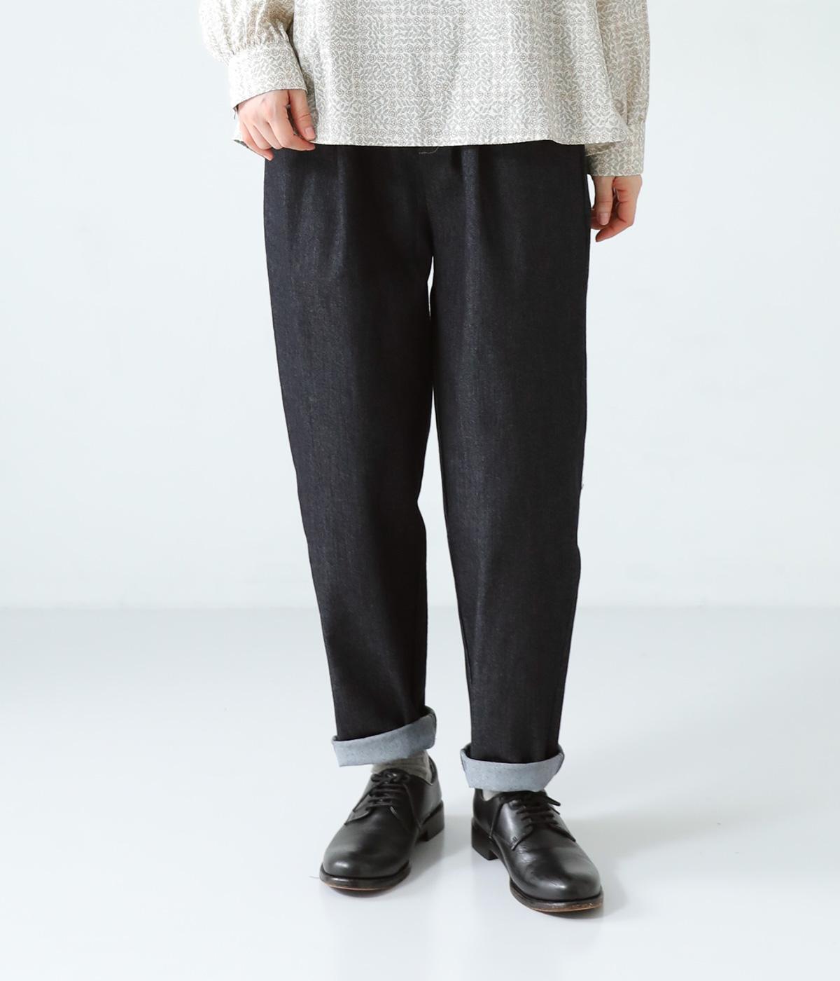 ストレッチデニムテーパードパンツ(ネイビー-F)