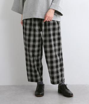 先染めタータンチェックコクーンパンツ(ブラック-F)