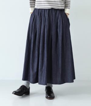 5.5ozコットンリネンデニム タックスカート