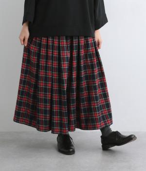 先染めタータンチェックプリーツスカート