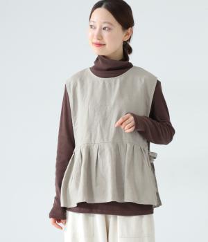 リネンサイドリボンバックボタンベスト