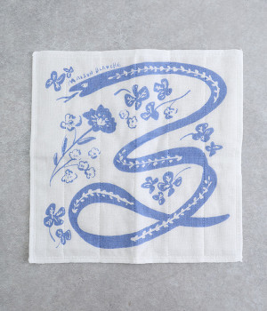 かや生地ふきん　巳と花