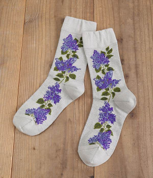 ハイゲージクルーソックス　生花　RAIRAKKU(グレー-ONESIZE)