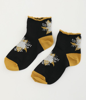 ハイゲージショートソックス　LE BOUQUET(ブラック-ONESIZE)