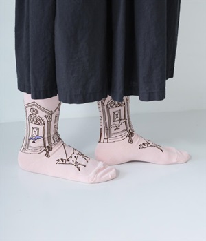 ハイゲージクルーソックス　刺繍　ORDINARY