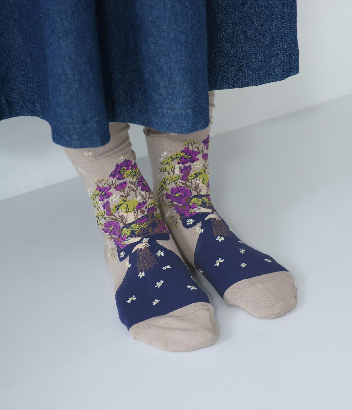 ハイゲージクルーソックス　BLISS(グレージュ-2325)