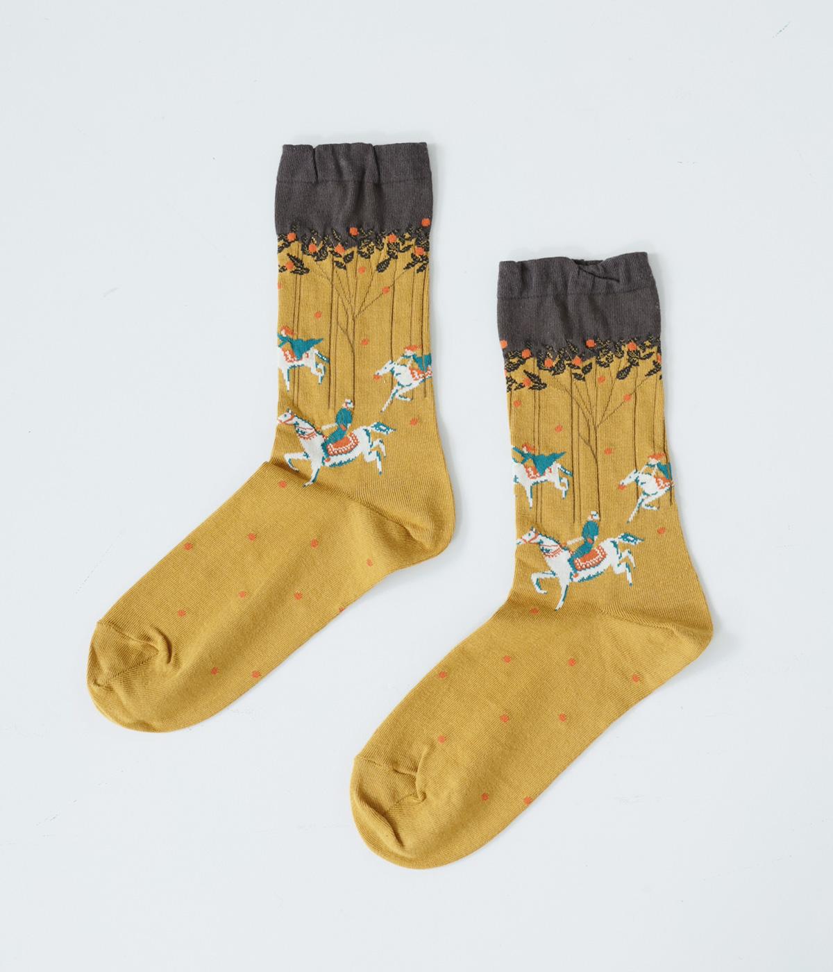 ハイゲージクルーソックス　HORSE(マスタード-2325)