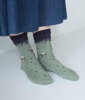 ハイゲージクルーソックス　HORSE(グリーン-2325)